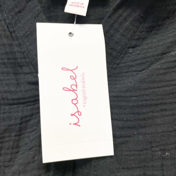 Isabel Maternity Women's Black Short Sleeve V Neck Gauze Blouse Size XS - Picture 4 of 6